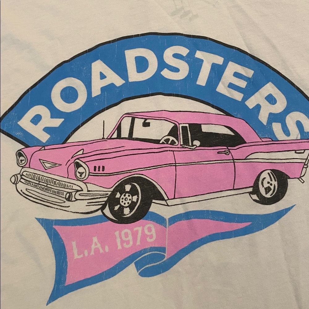Daydreamer S/S Tee Roadsters Vtg Car Graphic Cream Pink Tee T-Shirt Medium